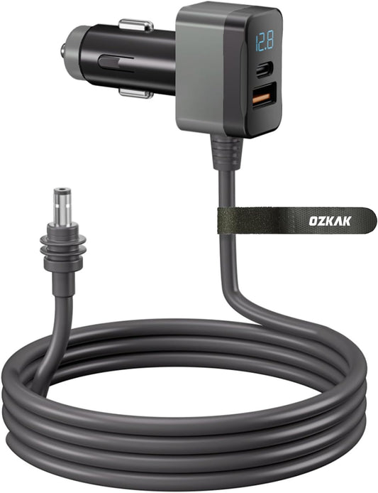 Starlink Mini Power Cable 3M/5M, 12V-24V Cigarette Lighter Adapter to DC Power Cable with Digital Display, USB-A, Type-C Port, for Starlink Mini, Waterproof Cigarette Lighter Charger