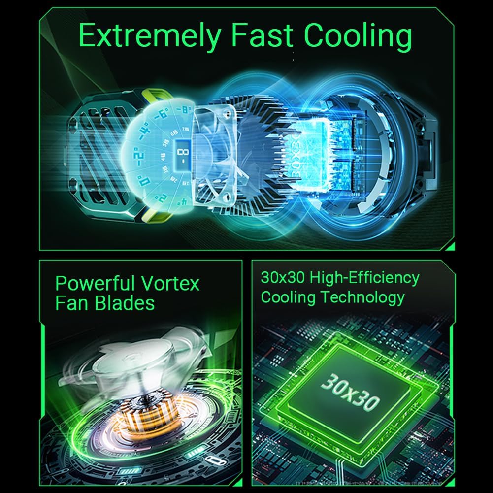 Ozkak Phone Cooler Gaming for PUBG Mobile Game, Semiconductor Radiator Fast Cooling, Quiet Fan for iPhone/Android Mobile Games and Live Streaming