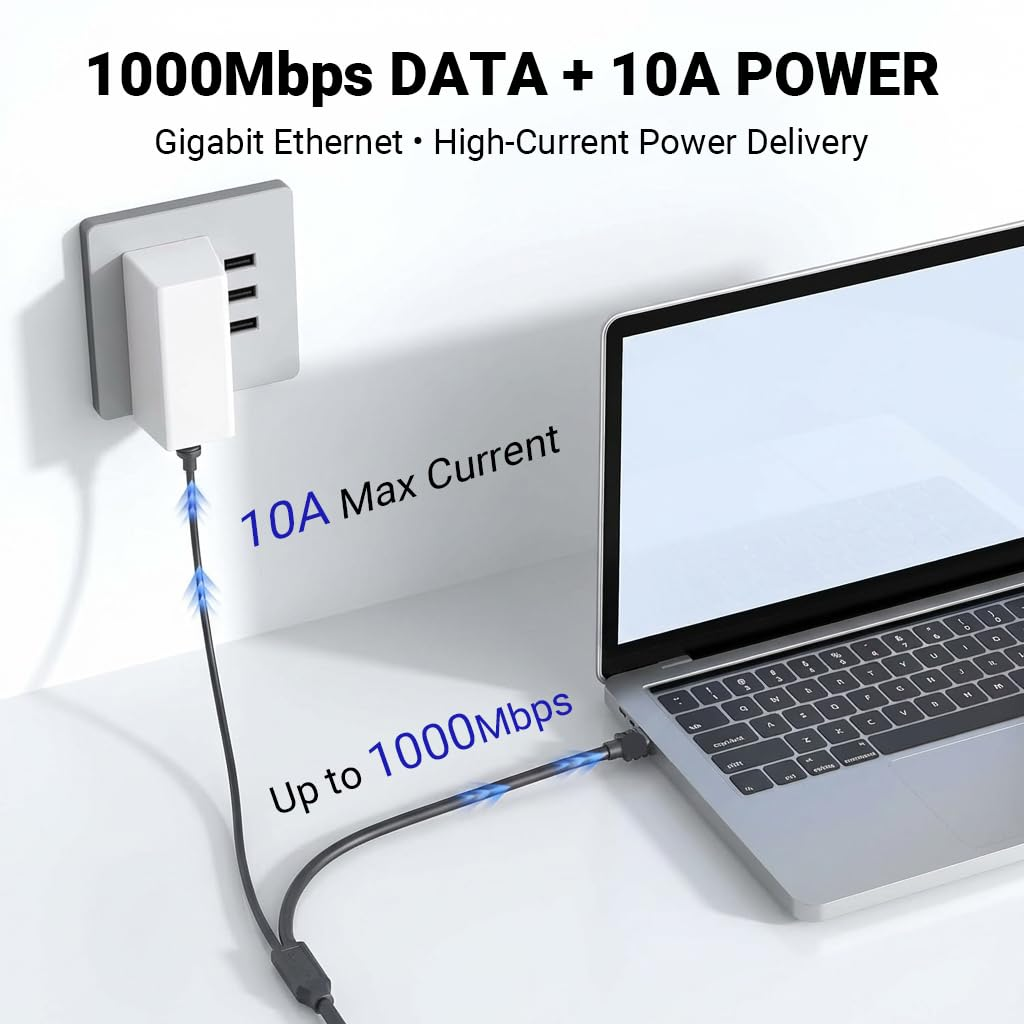 OZKAK 2-in-1 Starlink Mini Cable, Gigabit Ethernet & DC Power, Cat5e FTP