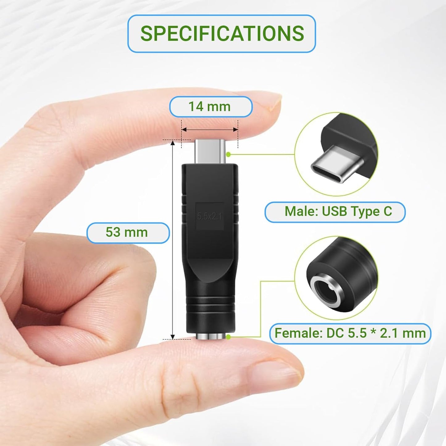 Ozkak USB C Male to DC Female Adapter for Starlink Mini 20V 100W PD Charging Converter