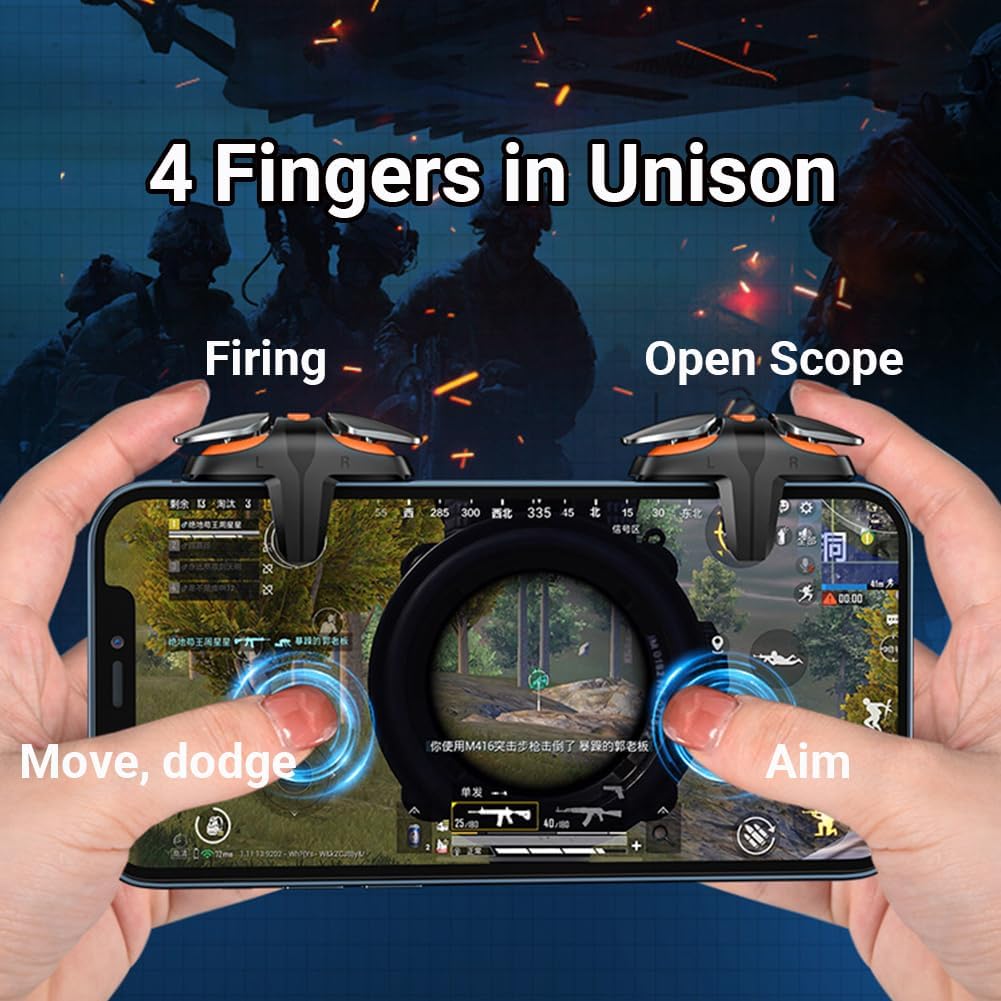 Ozkak Gaming Phone Controller Triggers Joystick Mobile Game Controller L1R1 Accessories for PUBG Call of Duty iPhone iOS Android Smartphone【1 pair】