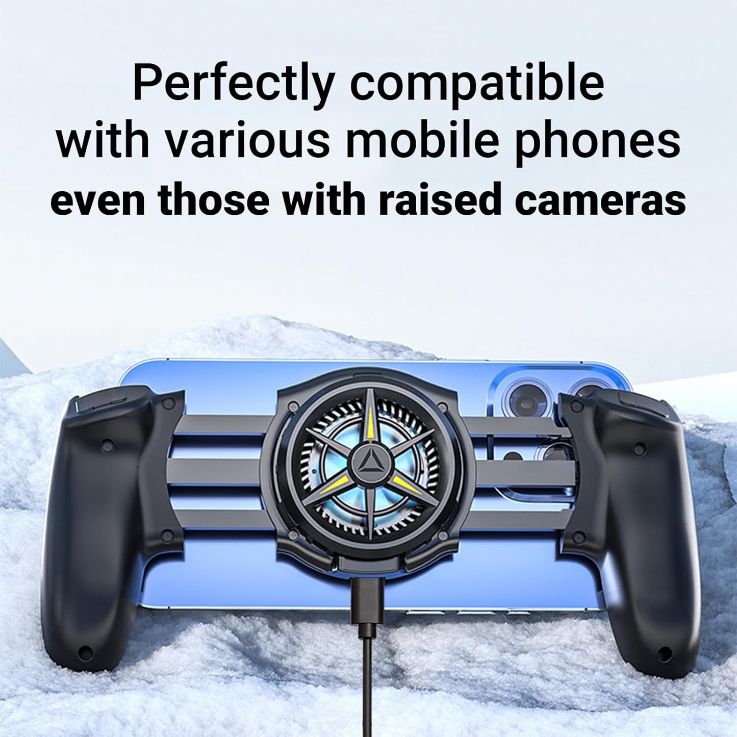 Smartphone Cooler Mobile Phone Grip, Gaming Gamepad with Cooling Fan Semiconductors for iOS/Android