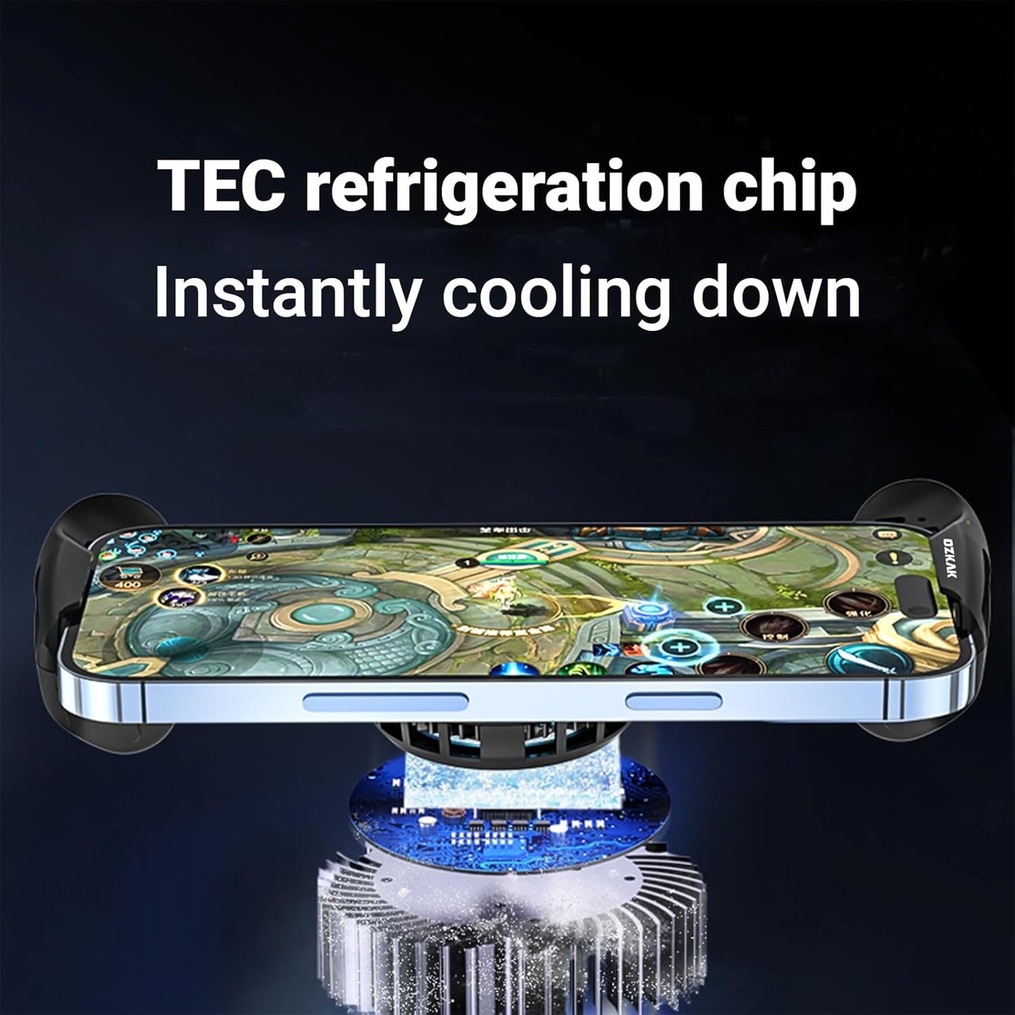 Smartphone Cooler Mobile Phone Grip, Gaming Gamepad with Cooling Fan Semiconductors for iOS/Android