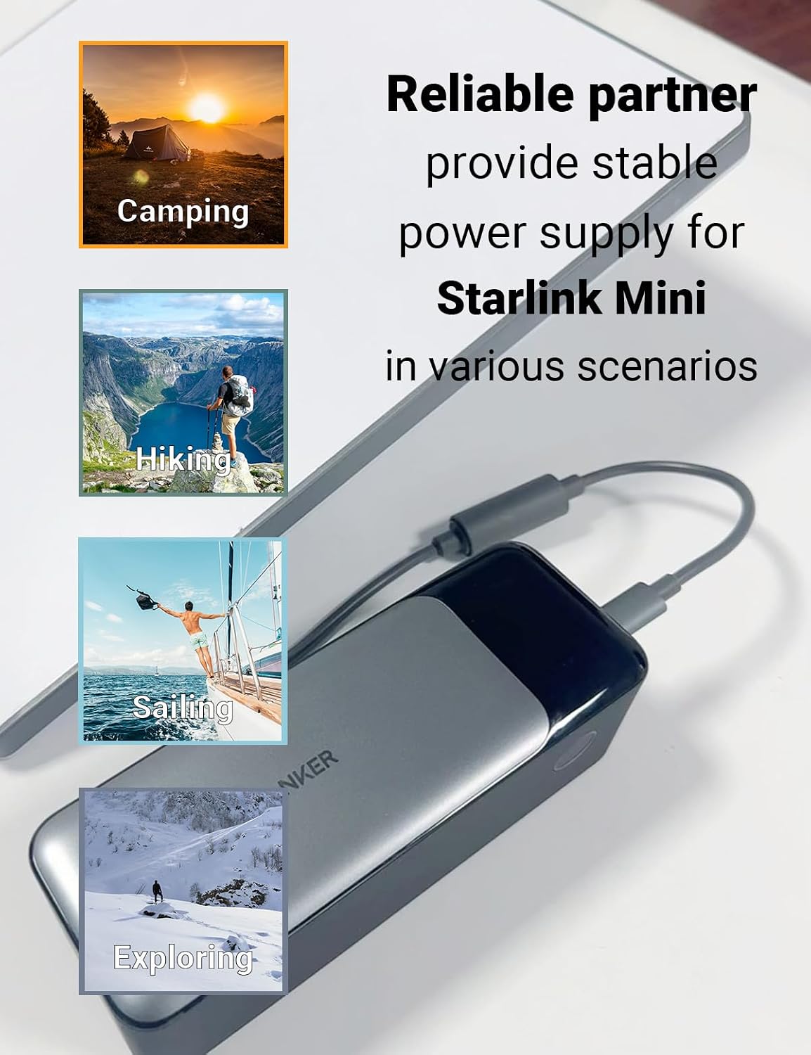 Starlink Mini USB-C to DC Adapter Cable, Smart PD Chip, Waterproof