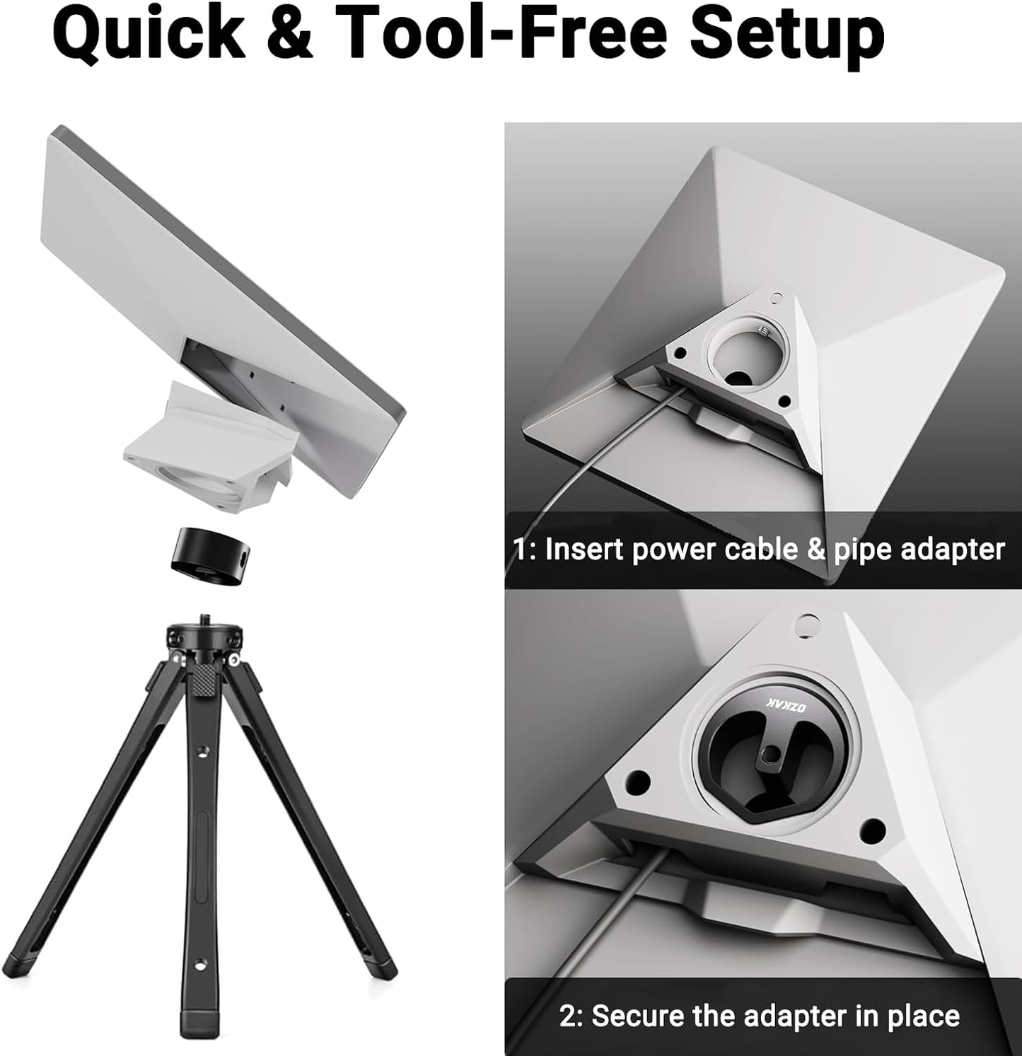 OZKAK Starlink Mini Tripod Adapter, Dual-Depth Pocket, 1/4"-20 & 3/8"-16