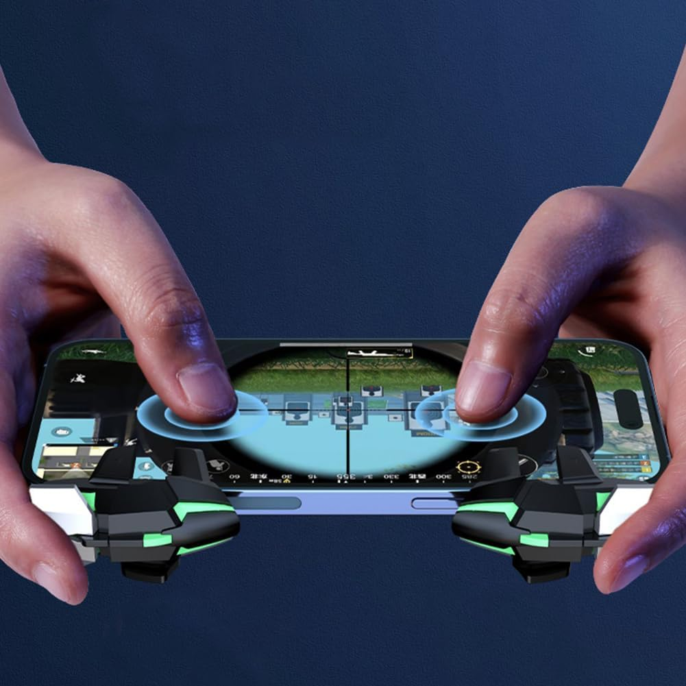 OZKAK PUBG Mobile Trigger Controller, 4 Triggers L1R1 L2R2, Gaming Joystick for iPhone & Android