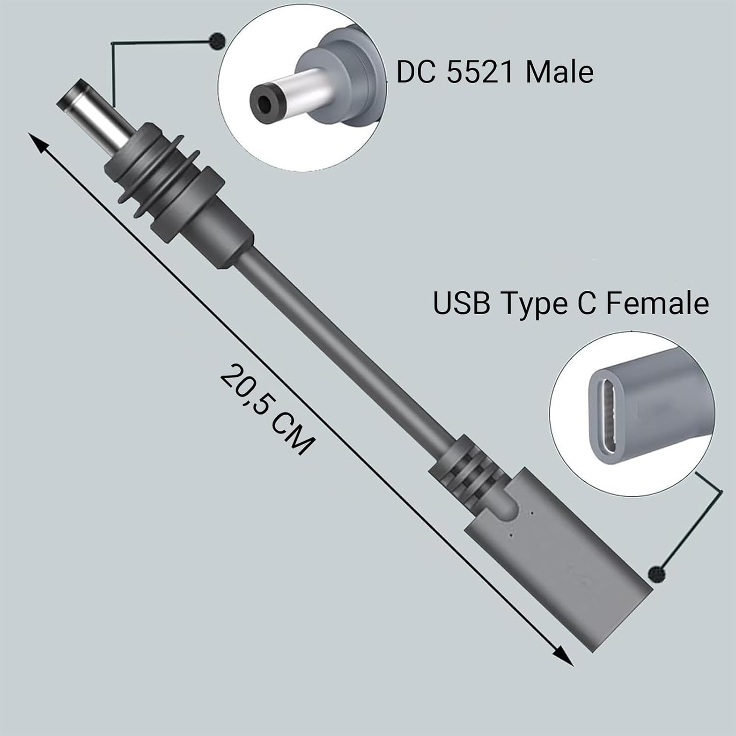 Starlink Mini USB-C Female to DC Male Adapter, PD Smart Chip, 20V