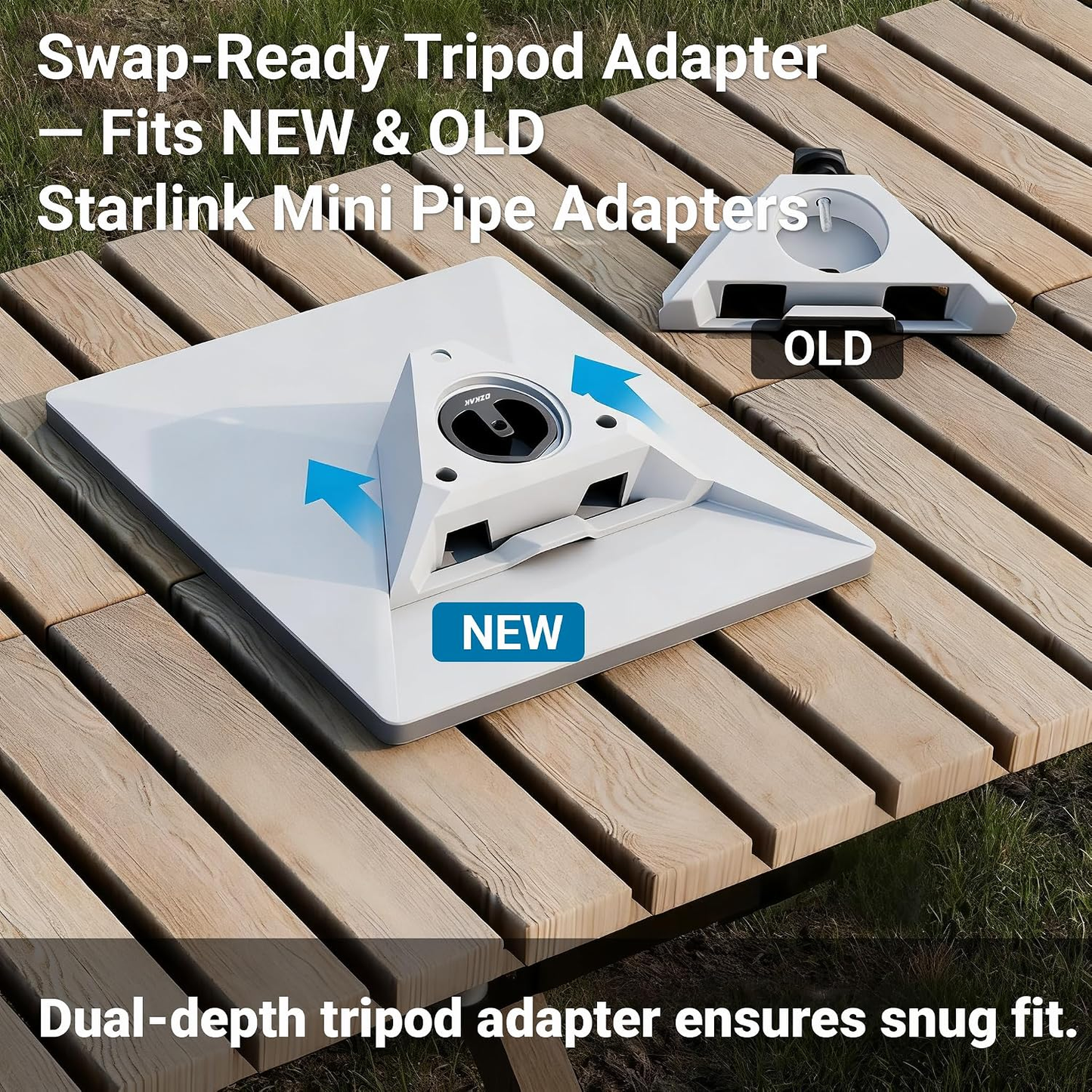 OZKAK Starlink Mini Tripod Adapter, Dual-Depth Pocket, 1/4"-20 & 3/8"-16